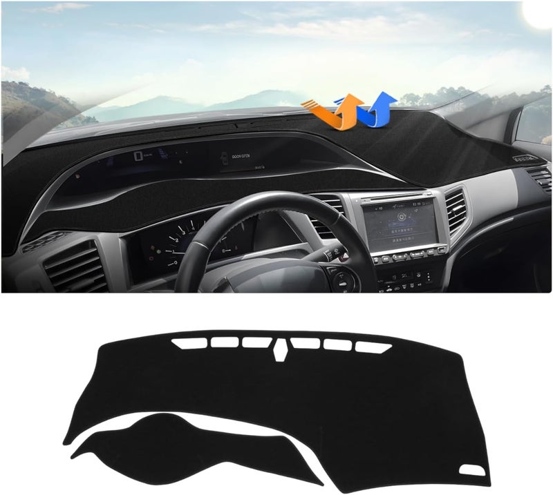 Autorder Dashboard Cover Mat for Honda Civic 2012-2015 Accessories Dash Cover Upgrade Velvet Dash Mat Sunshade Glare UV Rays Protector - Image 1