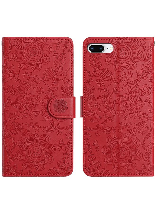 S-TOP Case For iPhone 7 Plus / 8 Plus Floral Embossed Pattern Leather Phone Case - Image 1