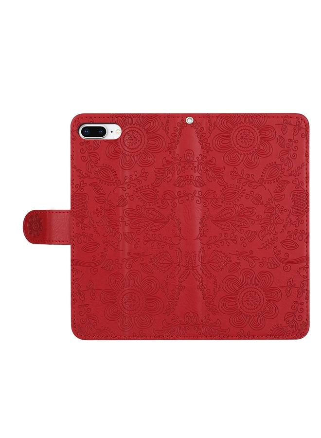 S-TOP Case For iPhone 7 Plus / 8 Plus Floral Embossed Pattern Leather Phone Case - Image 5