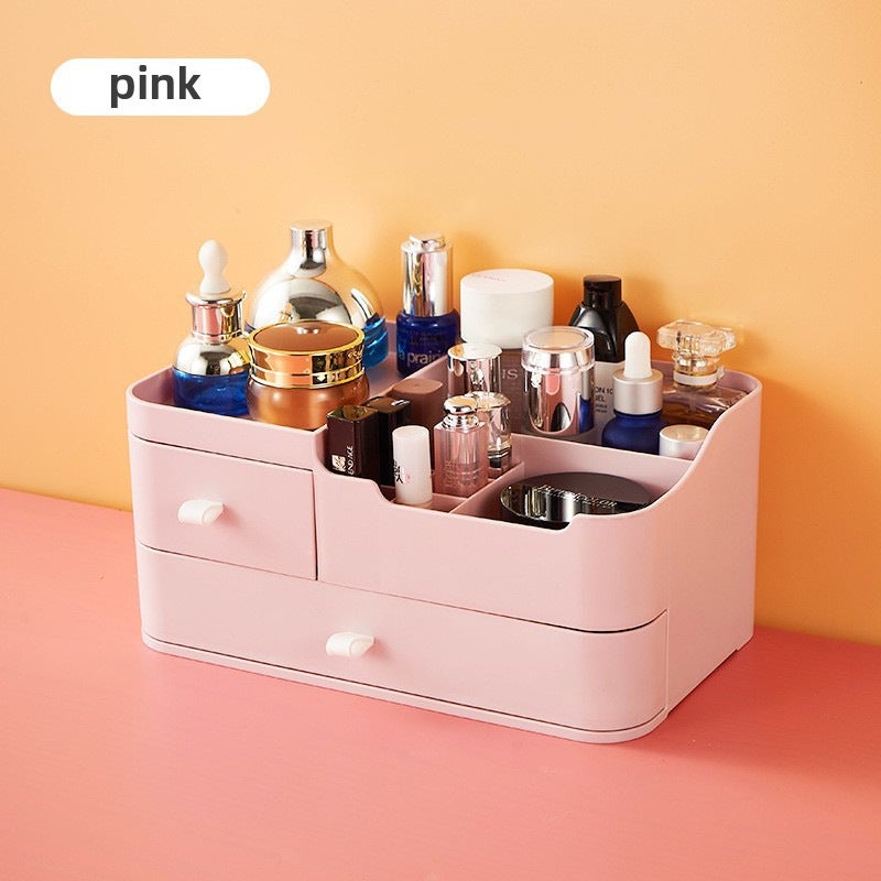 Desk Storage Box Compact Medium Pink - Durable 100% New Material INS Style Drawer Organizer for Students Office Environments - Image 1