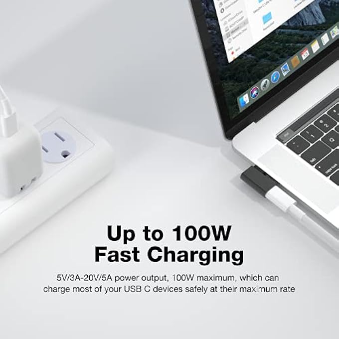 UseBean USB C RIGHT ANGLE ADAPTER (4 PACK), USB C 90 DEGREE ADAPTER, 100W L SHAPE USBC 3.2 MALE TO TYPE C FEMALE EXTENDER CONNECTOR, 4K VIDEO FOR STEAM DECK, ROG ALLY, IPHONE 16 15 PRO MAX - Image 3