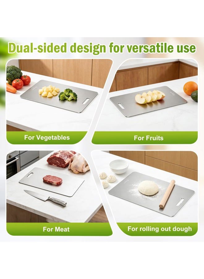 Belothi Titanium Cutting Board, 100% Pure Titanium Cutting Boards for Kitchen, Dishwasher Safe Chopping Board, Double Side Designed for Separating Raw Meat, Fruits and Vegetables,Odor Resistant(12"L x 9"W) - Image 5