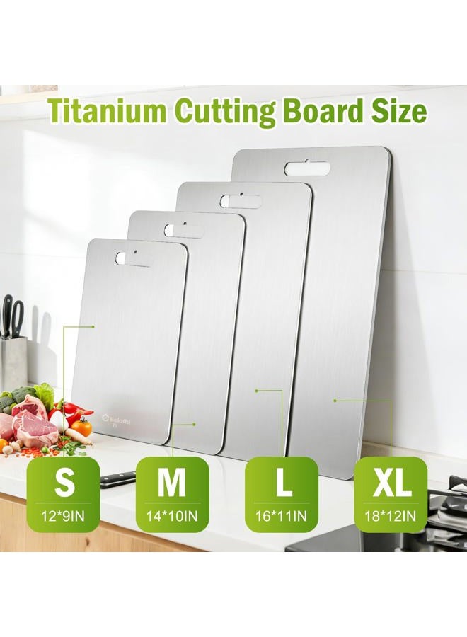 Belothi Titanium Cutting Board, 100% Pure Titanium Cutting Boards for Kitchen, Dishwasher Safe Chopping Board, Double Side Designed for Separating Raw Meat, Fruits and Vegetables,Odor Resistant(12"L x 9"W) - Image 2