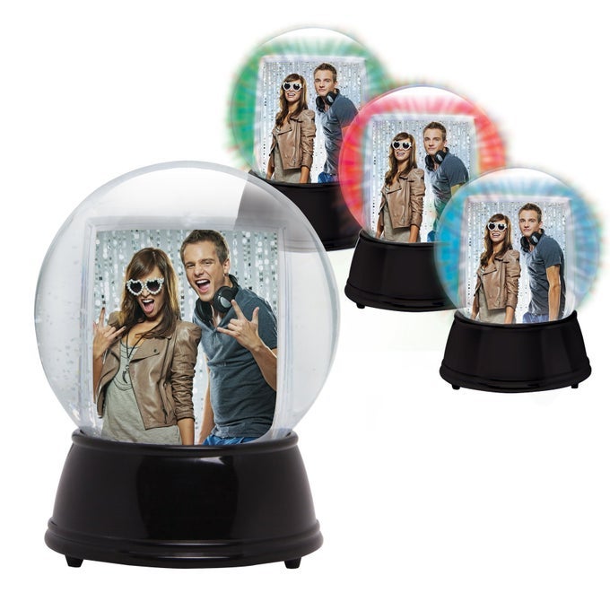 NEIL ENTERPRISES INC LARGE LED LIGHT UP PHOTO SNOW GLOBE WITH BLACK BASE