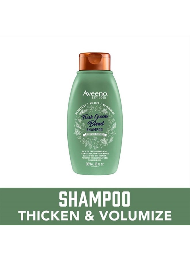 Aveeno Fresh Greens Shampoo + Conditioner with Rosemary, Peppermint & Cucumber to Thicken & Nourish, Clarifying & Volumizing Shampoo for Thin or Fine Hair, Paraben-Free, 12 Fl Oz - Image 3