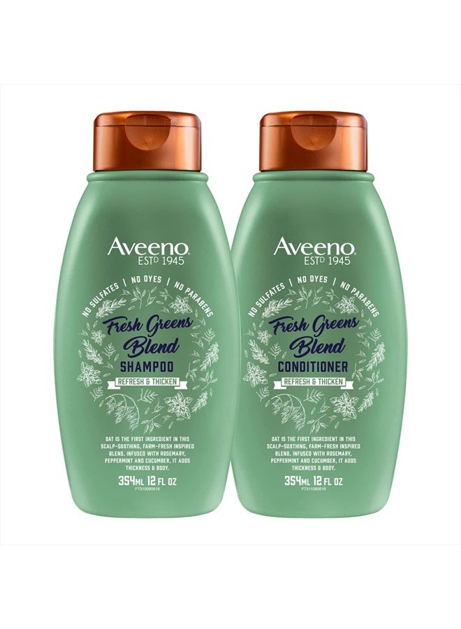 Aveeno Fresh Greens Shampoo + Conditioner with Rosemary, Peppermint & Cucumber to Thicken & Nourish, Clarifying & Volumizing Shampoo for Thin or Fine Hair, Paraben-Free, 12 Fl Oz - Image 2
