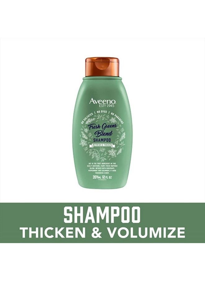 Aveeno Fresh Greens Shampoo + Conditioner with Rosemary, Peppermint & Cucumber to Thicken & Nourish, Clarifying & Volumizing Shampoo for Thin or Fine Hair, Paraben-Free, 12 Fl Oz  - Image 2