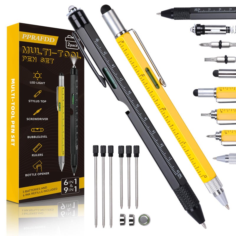 PPRAFDD 9 in 1 Multitool Pen Set Gifts for Men Multi Tool Pen Set Mens Gifts for Fathers Day Dad Gifts Birthday Gifts for Him Valentines Day Gifts for Him Stocking Stuffers for Adults Men