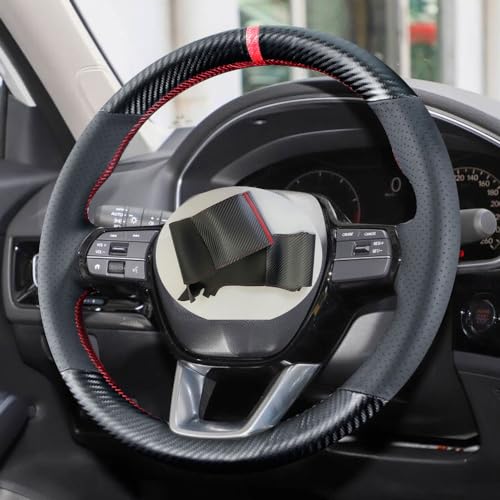 Kivnto DIY Sew Stitching Carbon Fiber Steering Wheel Covers for Honda CR-V CRV HR-V HRV 2023 2024 2025 15 inches Leather Interior Accessories - Image 5