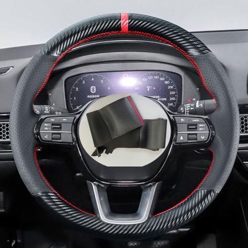Kivnto DIY Sew Stitching Carbon Fiber Steering Wheel Covers for Honda CR-V CRV HR-V HRV 2023 2024 2025 15 inches Leather Interior Accessories - Image 4