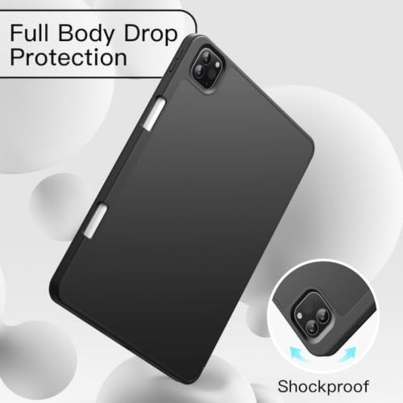 حافظة JETech لجهاز iPad Pro مقاس 11 بوصة موديل 2022/2021/2020 مع حامل أقلام رصاص، تدعم شحن القلم الرصاص الثاني، غطاء كمبيوتر لوحي رفيع مع ظهر ناعم من مادة TPU، استيقاظ/غفو تلقائي (أسود) - Image 4