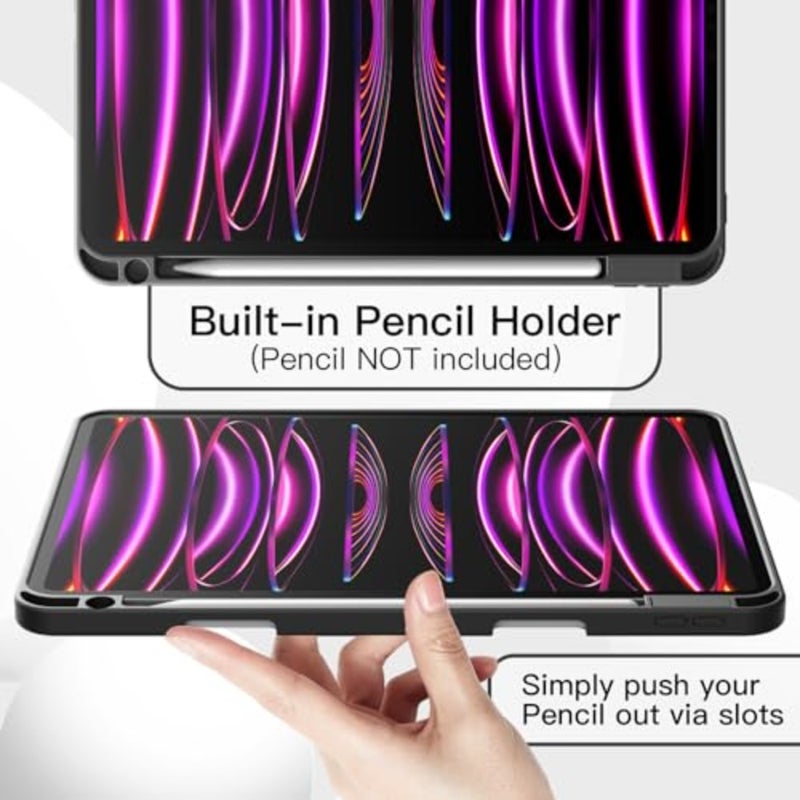 حافظة JETech لجهاز iPad Pro مقاس 11 بوصة موديل 2022/2021/2020 مع حامل أقلام رصاص، تدعم شحن القلم الرصاص الثاني، غطاء كمبيوتر لوحي رفيع مع ظهر ناعم من مادة TPU، استيقاظ/غفو تلقائي (أسود) - Image 5