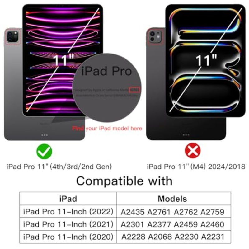 حافظة JETech لجهاز iPad Pro مقاس 11 بوصة موديل 2022/2021/2020 مع حامل أقلام رصاص، تدعم شحن القلم الرصاص الثاني، غطاء كمبيوتر لوحي رفيع مع ظهر ناعم من مادة TPU، استيقاظ/غفو تلقائي (أسود) - Image 2