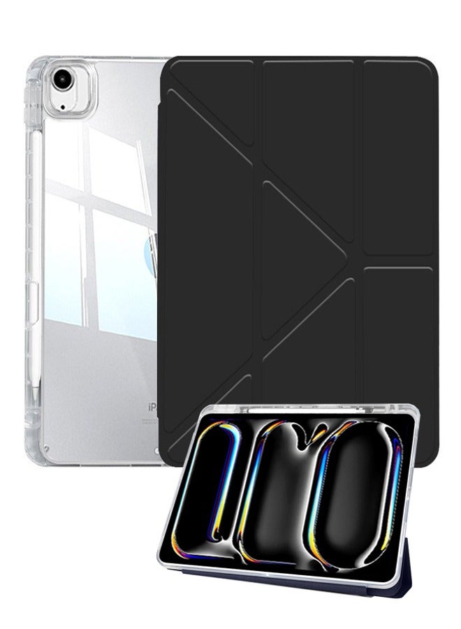 for iPad Air 2025 7th M3 11-Inch  Case Cover, Triple Fold Y-shaped Design, Multi Angle, Leather Tablet Cover With Pen Slot, Automatic Wake-up/sleep, Black - Image 1