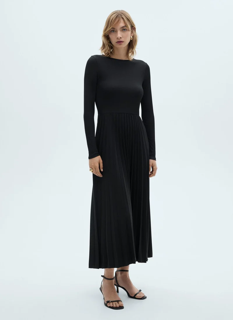 MANGO Pleated A-Line Dress