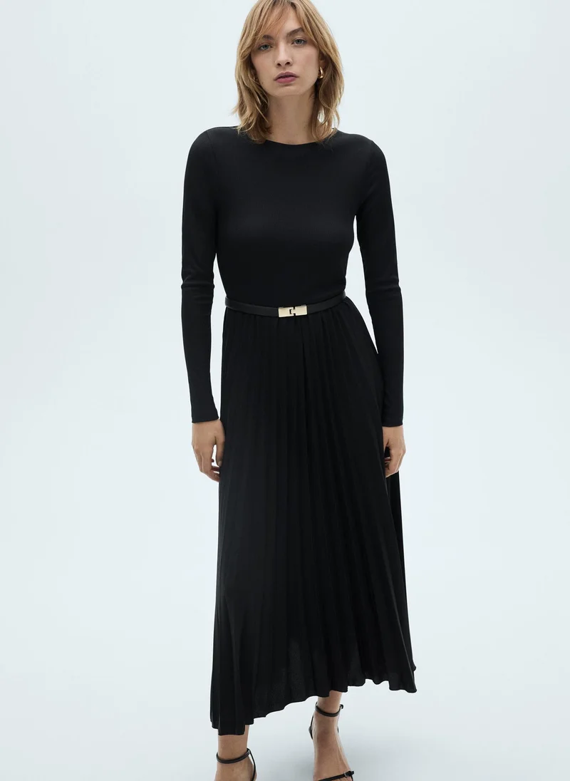 MANGO Pleated A-Line Dress