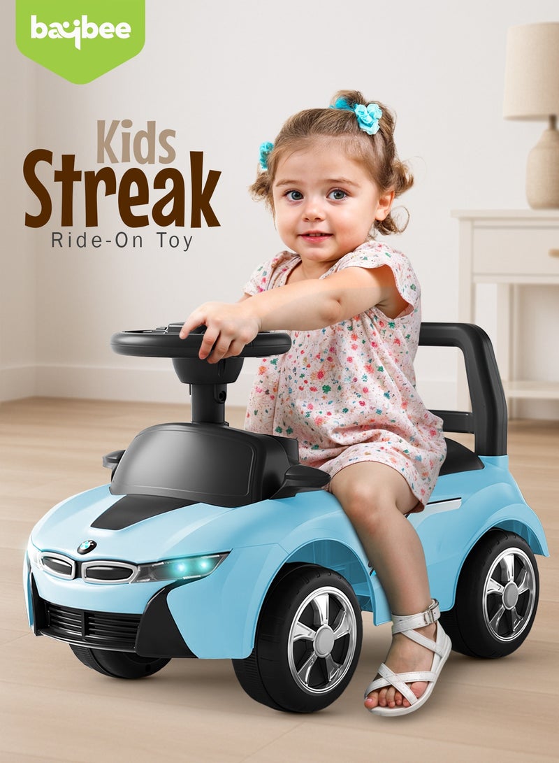 BAYBEE Streak Baby Ride on Car for Kids, Toddler Ride on Baby Car with Lights, Music, Backrest & Storage Space | Kids Push Car for Baby | Push Ride on Car for Kids Toddlers 1 to 3 Years Boys Girls Blue - Image 3