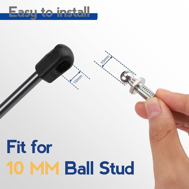 Beneges 4 Pieces 10mm Ball Studs with Hardware Nuts Washers 5/16-18 Thread x 3/5" Long Shank for Universal Gas Lift Support Strut - Image 4