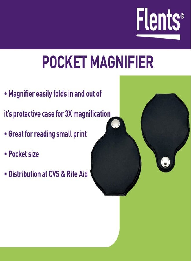 Flents Folding Pocket Magnifying Glass, Compact Magnification Lens for Clear Vision on The Go, Handheld and Durable Design for Reading, Inspection, Kids Exploration, Black, 2-Pack - Image 3