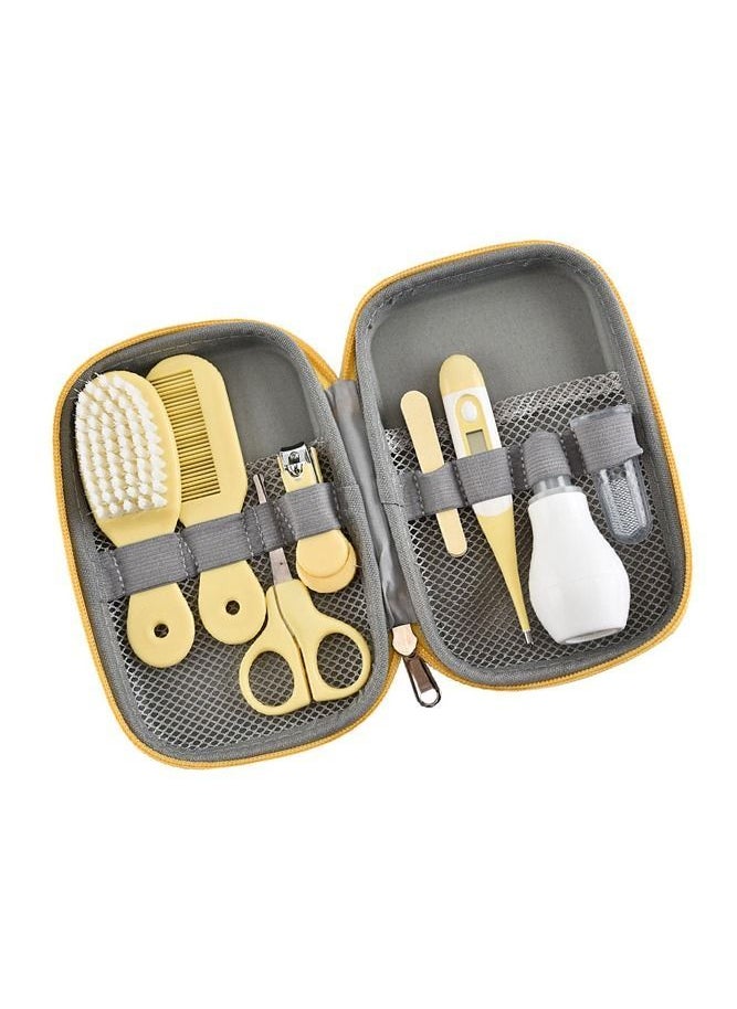 ULHYC - 8-Piece Baby Care Kit with ThermometerNasal Aspirator Toothbrush Emery Board, Nail Clipper, Scissor, Brush and Comb Portable Essential Daily Care Bathing Tool for Toddler Infant Yellow - Image 1