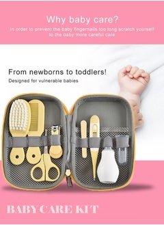 ULHYC 8-Piece Baby Care Kit with ThermometerNasal Aspirator Toothbrush Emery Board, Nail Clipper, Scissor, Brush and Comb Portable Essential Daily Care Bathing Tool for Toddler Infant Yellow  - Image 4