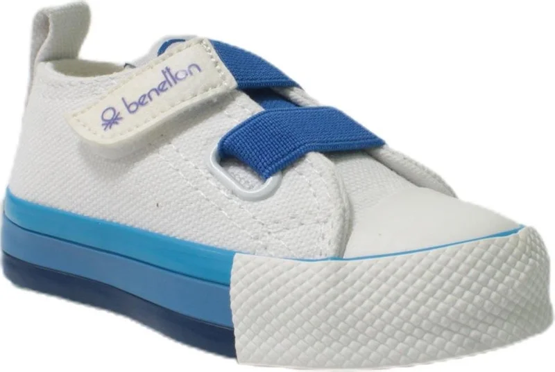 بينيتون Kids White Saks Blue Linen Shoes