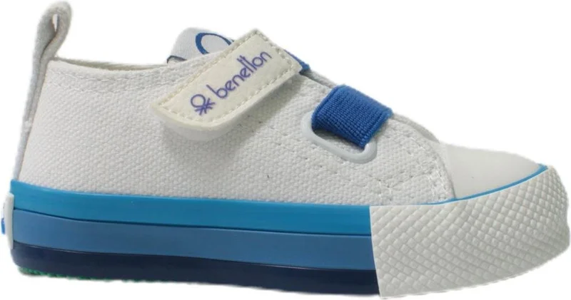 بينيتون Kids White Saks Blue Linen Shoes