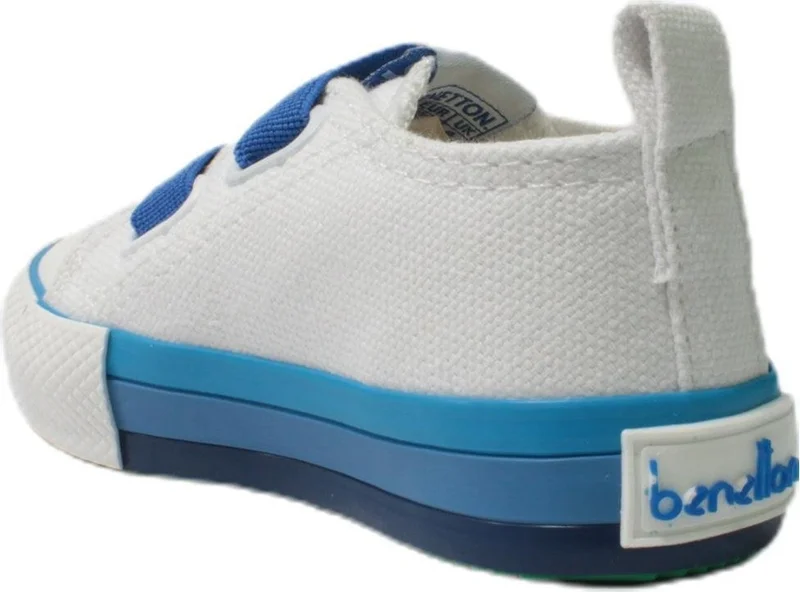 بينيتون Kids White Saks Blue Linen Shoes