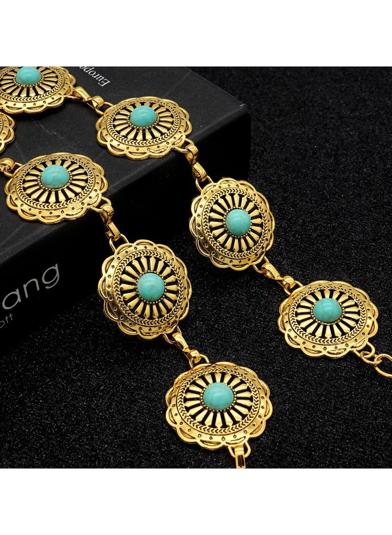 حزام معدني غربي للنساء أحزمة سلسلة كاوبوي للفساتين الجينز ملابس حفلات الريف - Image 2