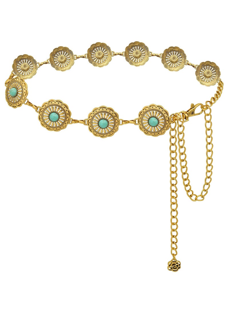 حزام معدني غربي للنساء أحزمة سلسلة كاوبوي للفساتين الجينز ملابس حفلات الريف - Image 1