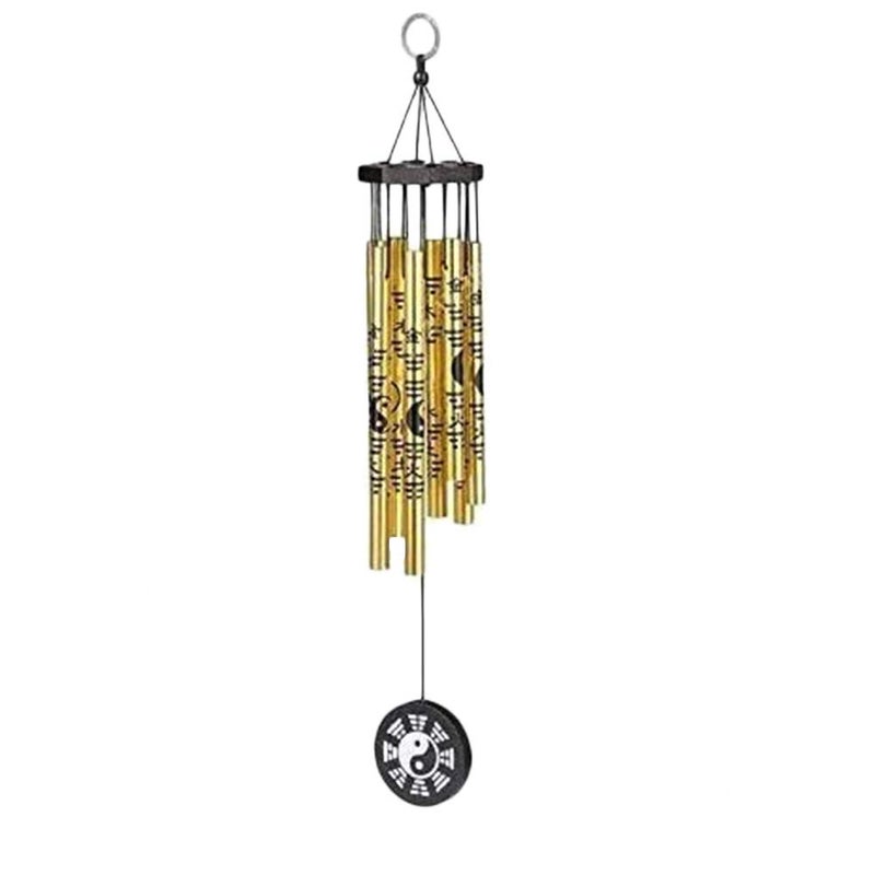 GJ Grand Jhaiji Yin Yang Hanging Wind Chime for Home, Balcony and Bedroom - Golden (5 Pipes) - Image 5