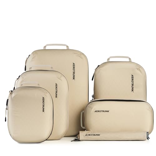 Aerotrunk Ultralight Compression Packing Cubes - Lightweight Travel Organizers for Suitcases and Luggage (6-Pack, Beige) - Image 1