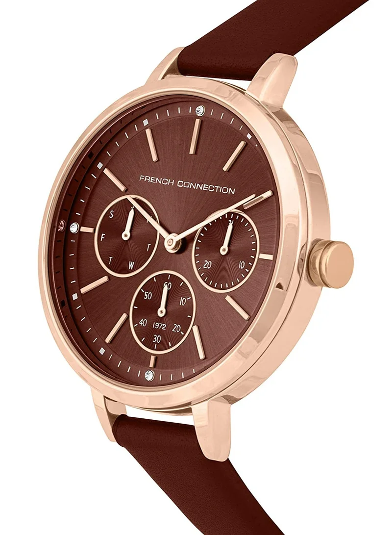 French Connection Women's Analog Watch With Brown Dial 40 mm - FC134T