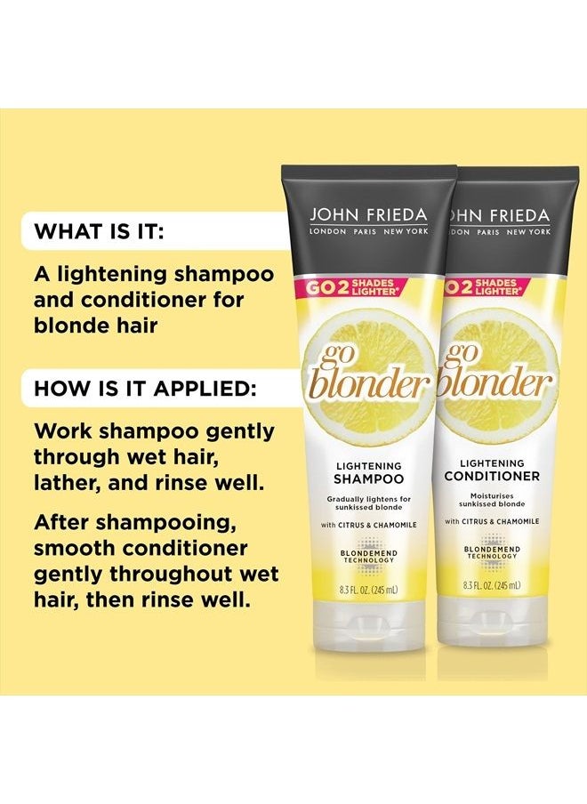 John Frieda - Sheer Blonde Go Blonder Shampoo and Conditioner Set for Blonde Hair, Lightening Shampoo and Conditioner with Citrus and Chamomile, featuring our BlondMend Technology, 8.3 oz (2 Pack) - Image 1