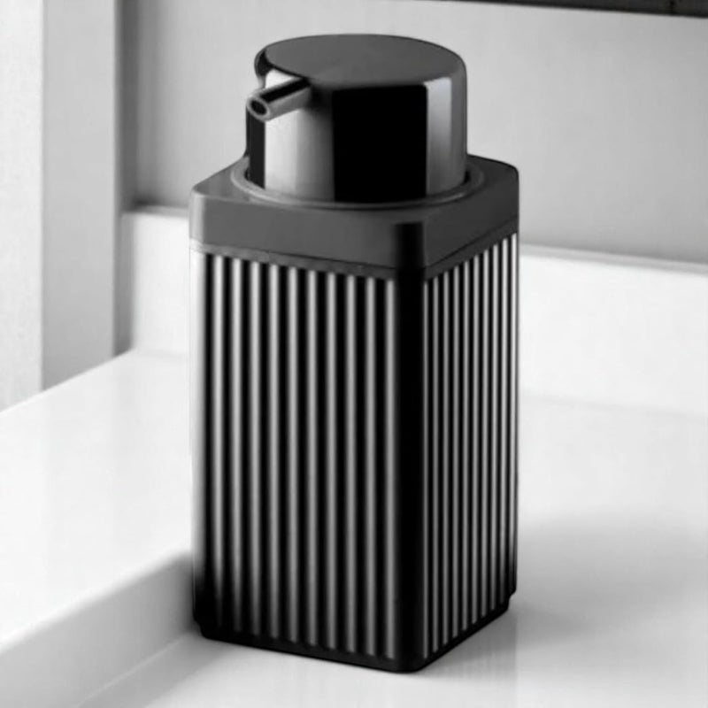 3-Piece Bathroom Accessory Set with Liquid Soap Dispenser Pump, Solid Soap Holder, and Toothbrush Stand – Square Black Plastic Design for Bathroom and Kitchen Use - Image 4