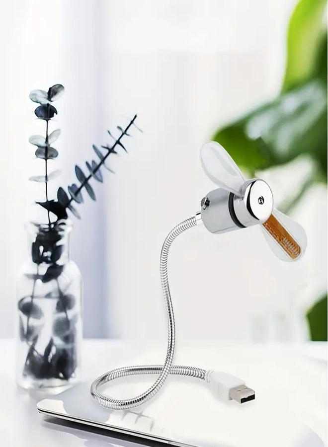 1ps, USB Clock Fan Portable With LED time display - Mini Flexible Cooling Fan with Switch -  for Desktop, Laptop, Tablet - Convenient and Energy-Efficient - Image 4
