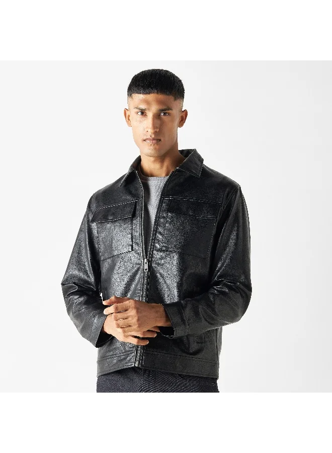 Iconic Iconic Zip Through Jacket with Flap Pockets and Long Sleeves