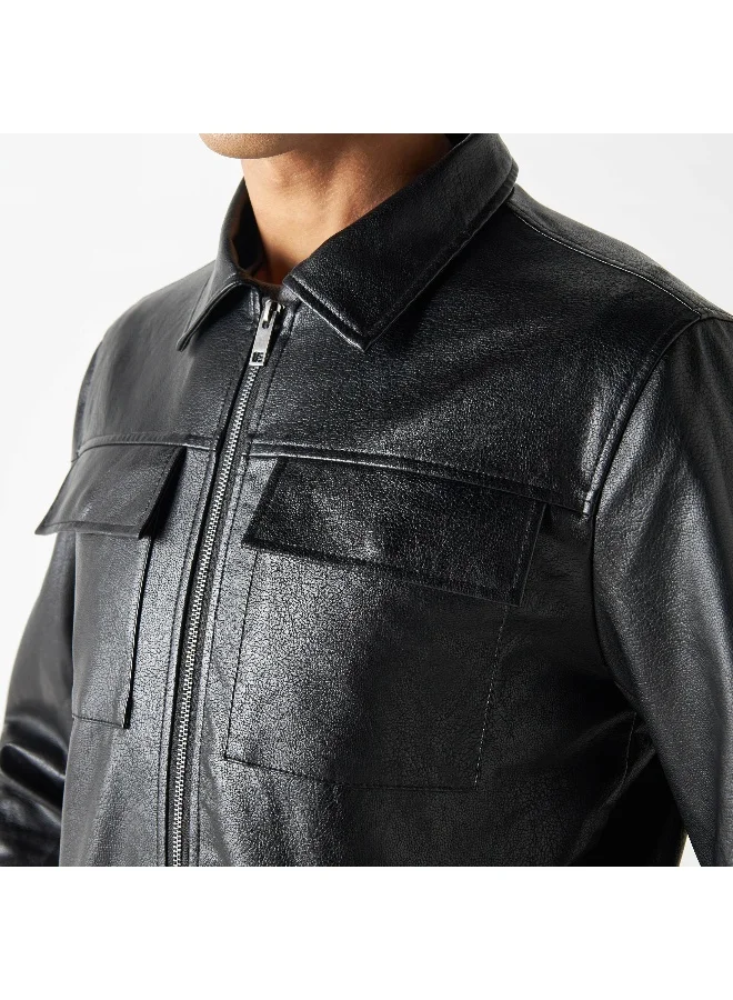Iconic Iconic Zip Through Jacket with Flap Pockets and Long Sleeves