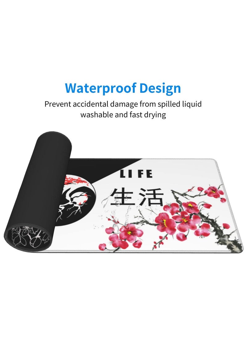 Generic - Large Gaming Mouse Pad, Extended XL Mouse Pad, White Wave Mouse Pad with Anti-Slip Base, 31.5 x 11.8 Inch Mouse Pad for Home/Office/Gaming/Working - Image 1