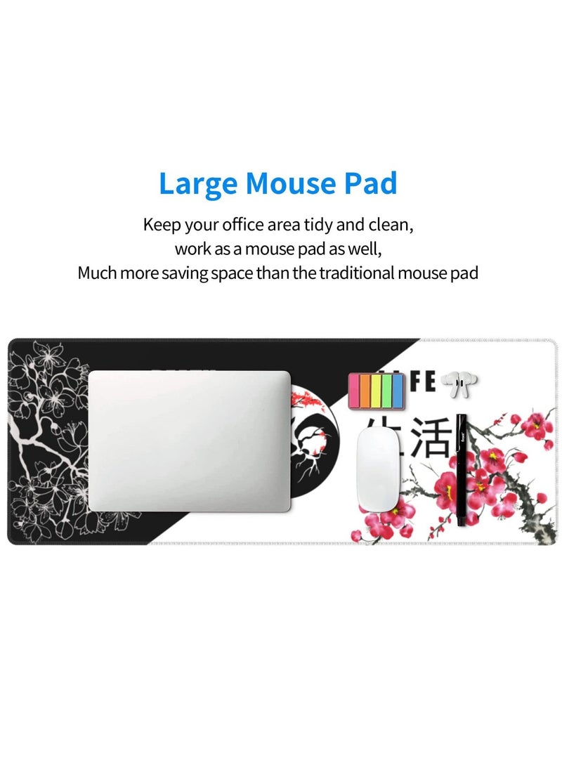 Generic - Large Gaming Mouse Pad, Extended XL Mouse Pad, White Wave Mouse Pad with Anti-Slip Base, 31.5 x 11.8 Inch Mouse Pad for Home/Office/Gaming/Working - Image 1