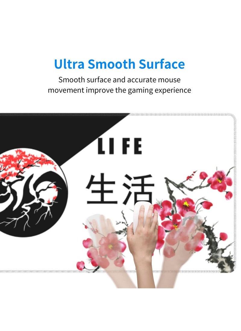 Generic - Large Gaming Mouse Pad, Extended XL Mouse Pad, White Wave Mouse Pad with Anti-Slip Base, 31.5 x 11.8 Inch Mouse Pad for Home/Office/Gaming/Working - Image 1