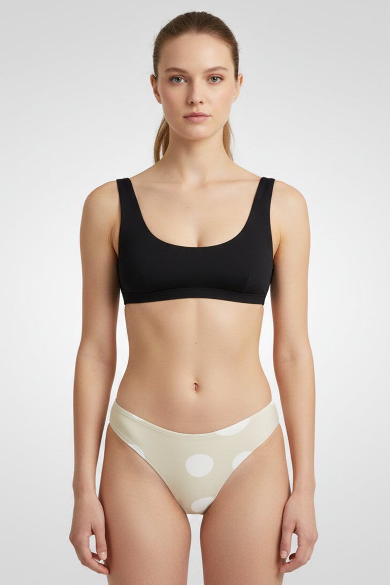 Zulu & Zephyr بيكيني سفلي عالي الساق بنقاط بولكا للنساء، أخضر مريمي - Image 1