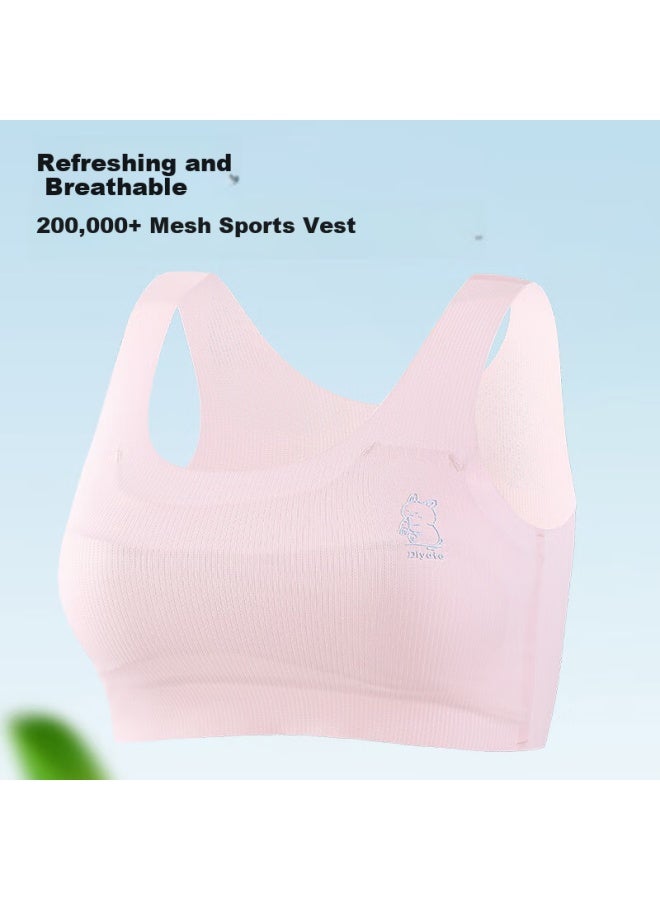 Red Bean Hodo Girls' Underwear, Puberty Bra For Elementary School Students, Children's Girls' First Stage Thin Seamless Breathable Vest - Image 2