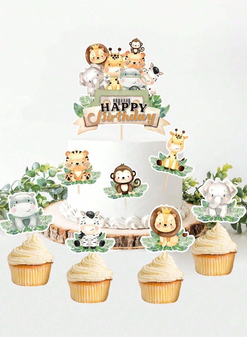 Jungle Animal-Themed Cake Toppers – Set of 8 Perfect for birthday parties and themed celebrations  - Image 2