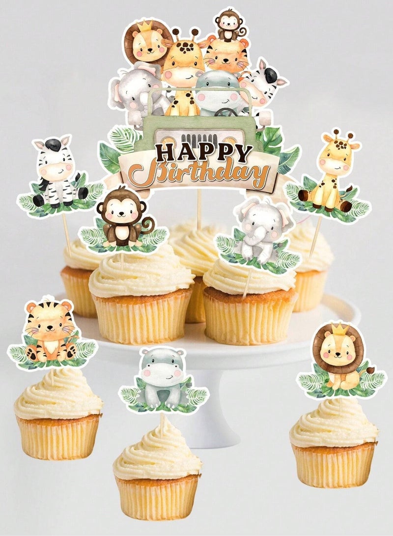 Jungle Animal-Themed Cake Toppers – Set of 8 Perfect for birthday parties and themed celebrations  - Image 3