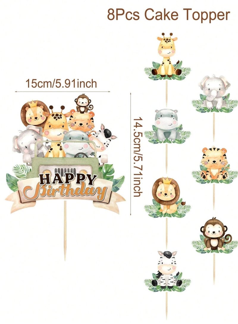 Jungle Animal-Themed Cake Toppers – Set of 8 Perfect for birthday parties and themed celebrations  - Image 5