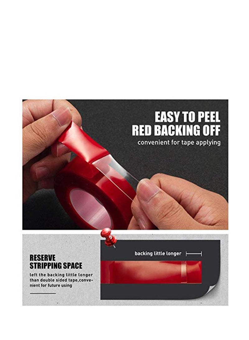 Suntown Double Sided Tape 2 Pack Heavy Duty Acrylic Clear Strong Adhesive Waterproof Removable Double Sided Mounting Tape for Carpet Fix Home Office Wall Decor DIY Crafts Car Glass Decor - Image 2