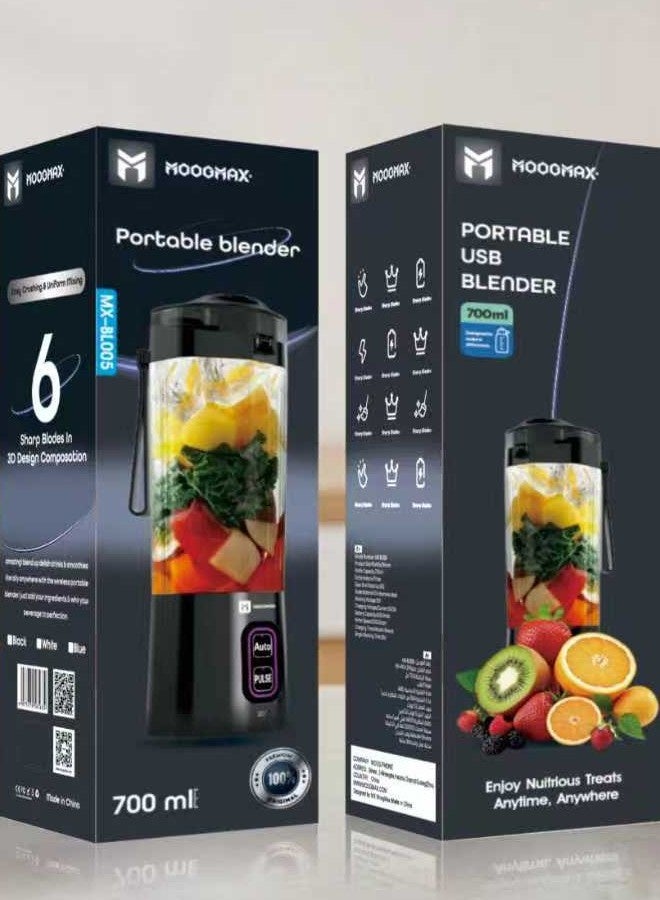 MOOGMAX Portable rechargeable electric blender. juicer machine and smoothie blender. Powerful portable blender with a 700ml capacity. juicer blender easy to clean. Waterproof and rechargeable mini blender. small blender with multiple speeds and settings. Sports blender that fits in your gym bag. - Image 3