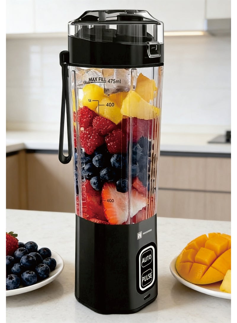 MOOGMAX Portable rechargeable electric blender. juicer machine and smoothie blender. Powerful portable blender with a 700ml capacity. juicer blender easy to clean. Waterproof and rechargeable mini blender. small blender with multiple speeds and settings. Sports blender that fits in your gym bag. - Image 4