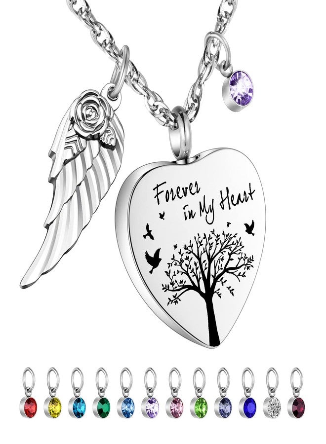 Dletay Heart Urn Necklace for Ashes Cremation Jewelry with 12 Birthstones Stainless Steel Memorial Pendant Ashes Necklace for Loved Ones, Stainless Steel, stainless steel - Image 1